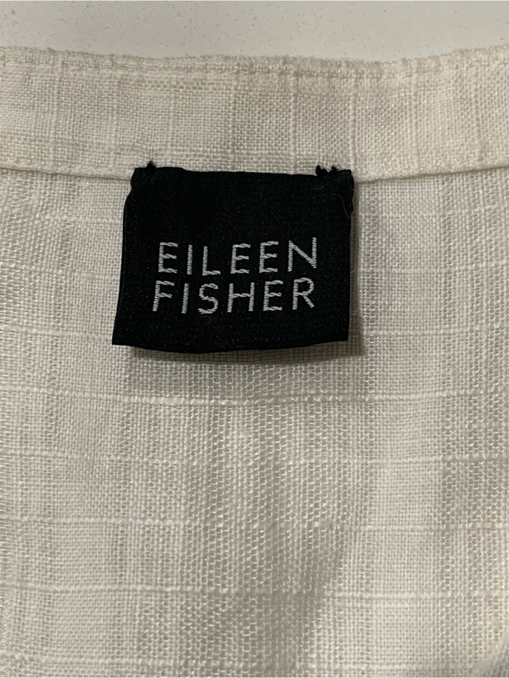 Eileen Fisher White Organic Handkerchief Linen Mandarin Collar Shirt, Fits Small - Picture 7 of 11